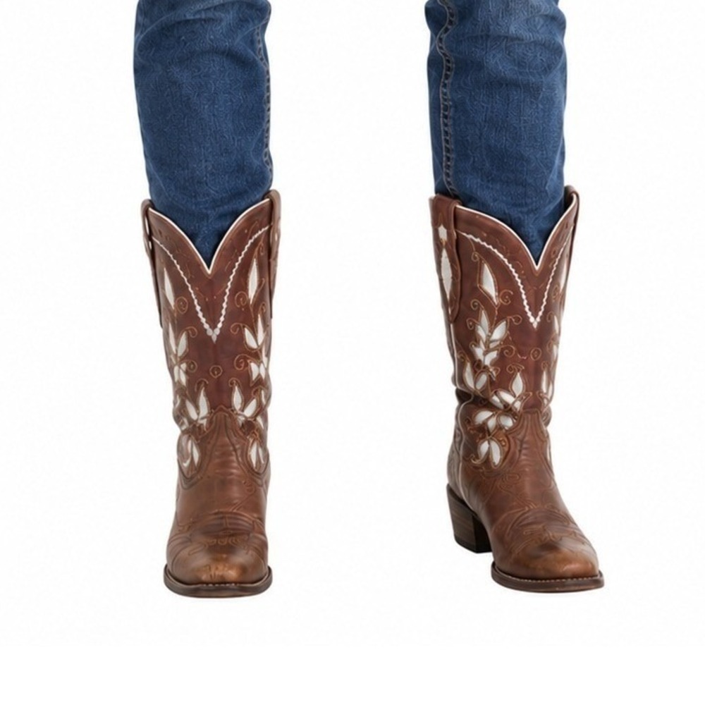 Ariat Sonora Brown Leather Embroidered Western Boots Cowgirl 6B Rodeo Boho Snip